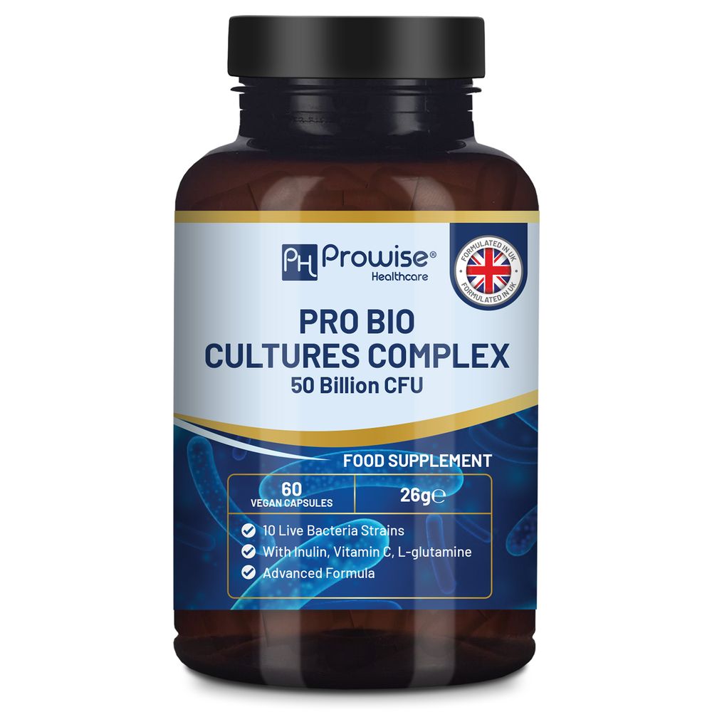 Advanced Pro Bio Cultures Complex Probiotics and Prebiotics – Added with Inulin, L-Glutamine & Vitamin C - 60 Capsules