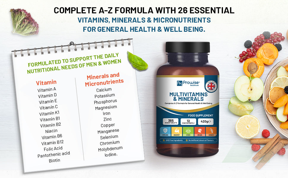 Multivitamins & Minerals Tablets | 26 Active Vitamins & Minerals