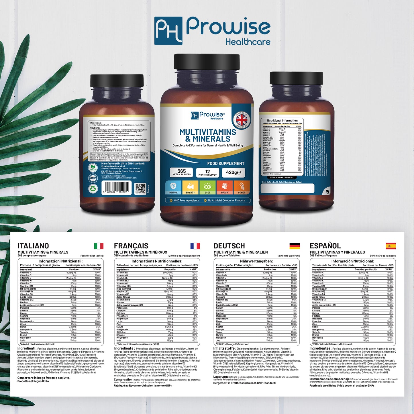 Multivitamins & Minerals Tablets | 26 Active Vitamins & Minerals